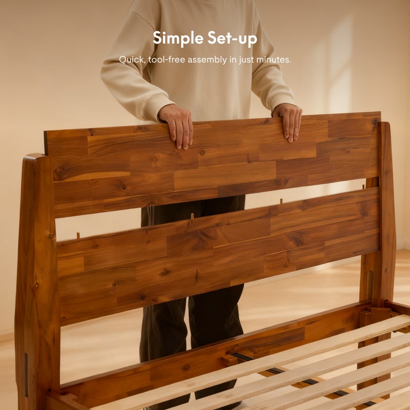 Kana Japanese Joinery Bed Acacia | FlexiSpot